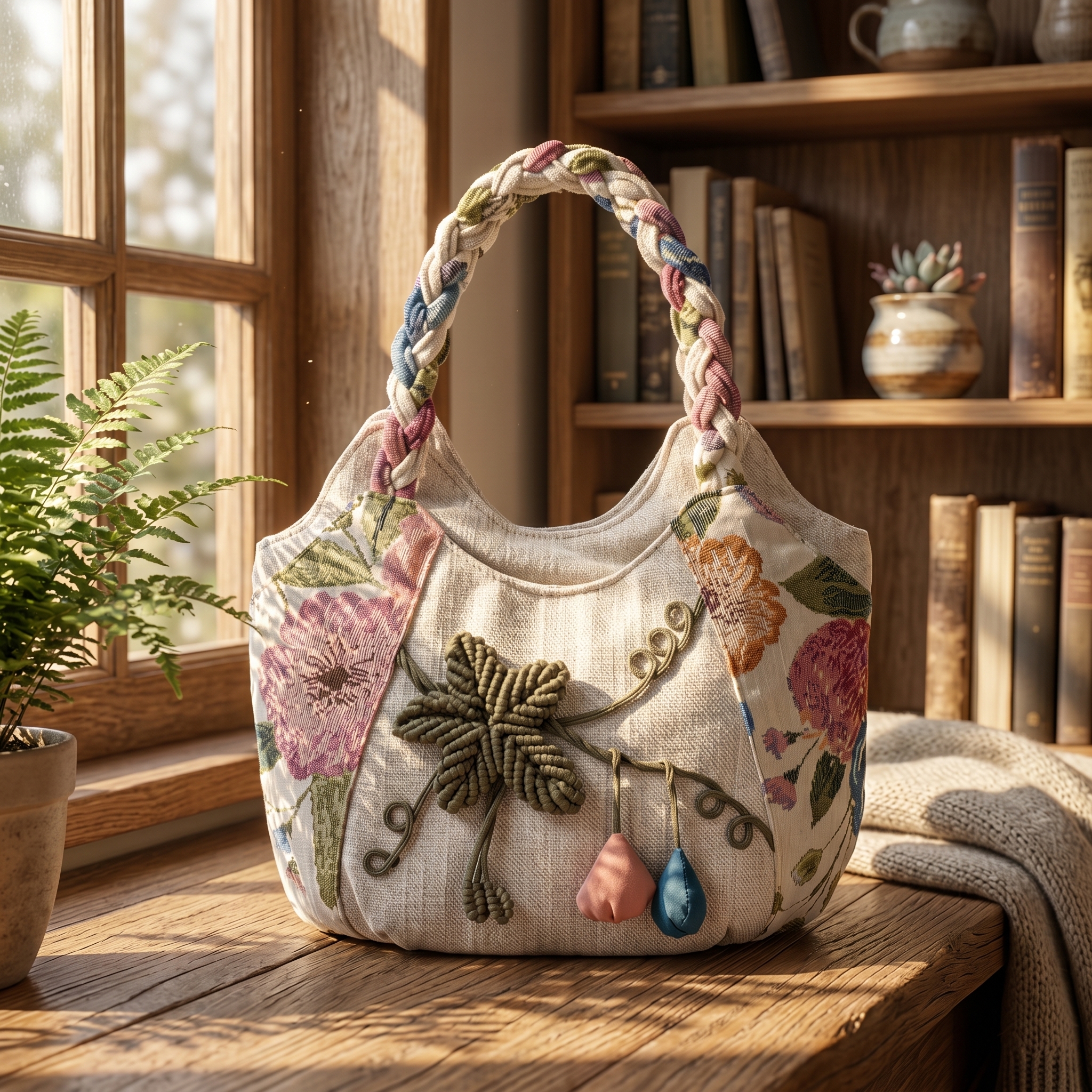 Old Man Threads Handstitched Floral Garden Bag — front view